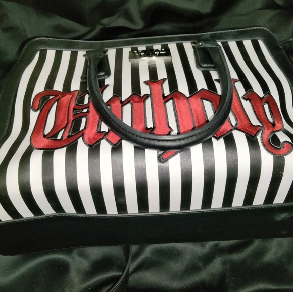 BlackCraft Unholy Stripe - Large Satchel Gothic bag goth purse - Picture 3 of 4